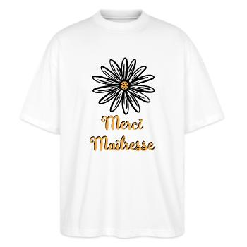 merci maitresse avec une fleur - T-shirt bio Blaster 2.0 coupe oversize Stanley/Stella Unisexe - blanc - Devant - Alina (178cm) & Michal (187cm)