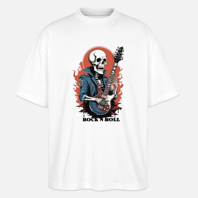 Rock 'n' Roll Skelett - Stanley/Stella Oversized Unisex Bio T-Shirt Blaster 2.0 - Weiß