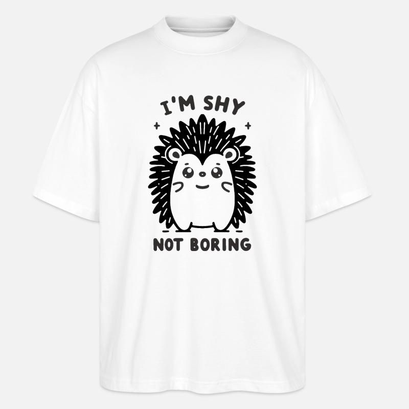 Schüchterner schwarzer Igel - Stanley/Stella Oversized Unisex Bio T-Shirt Blaster 2.0 - Weiß