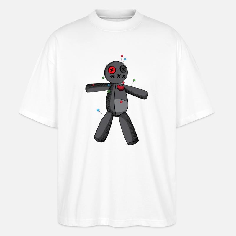 Phasmophobia Voodoo Puppe in schwarz - Stanley/Stella Oversized Unisex Bio T-Shirt Blaster 2.0 - Weiß
