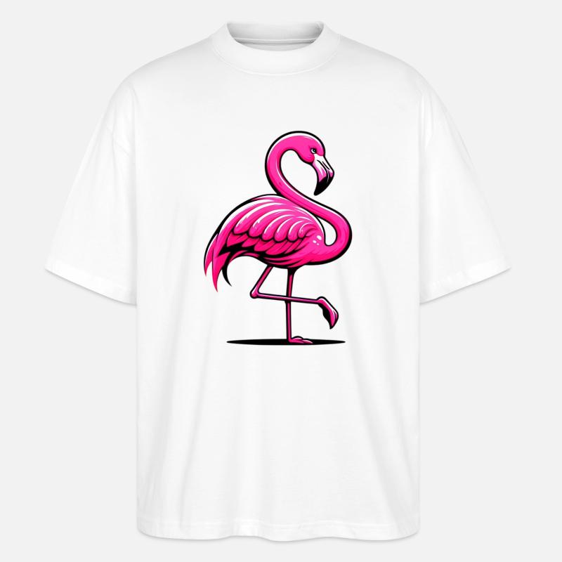 Flamingo - Stanley/Stella Oversized Unisex Bio T-Shirt Blaster 2.0 - Weiß