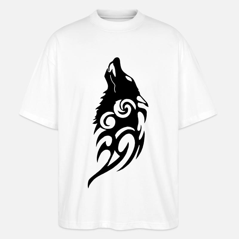 Schwarzer Wolf: Geist des Waldes - Stanley/Stella Oversized Unisex Bio T-Shirt Blaster 2.0 - Weiß