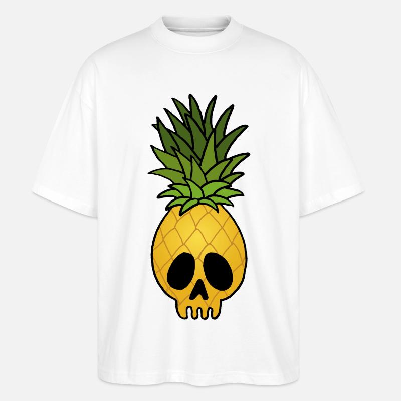 Ananas-Schädel - Stanley/Stella Oversized Unisex Bio T-Shirt Blaster 2.0 - Weiß