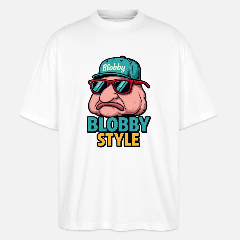 Blobby Style Cartoon Tee - Stanley/Stella Oversized Unisex Bio T-Shirt Blaster 2.0 - Weiß