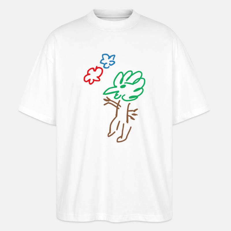 Vogel - Bird - Baum - Tree - Natur - Abstrakt - Stanley/Stella Oversized Unisex Bio T-Shirt Blaster 2.0 - Weiß