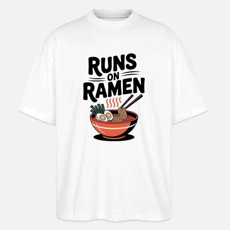 Läuft mit Ramen - Stanley/Stella Oversized Unisex Bio T-Shirt Blaster 2.0 - Weiß