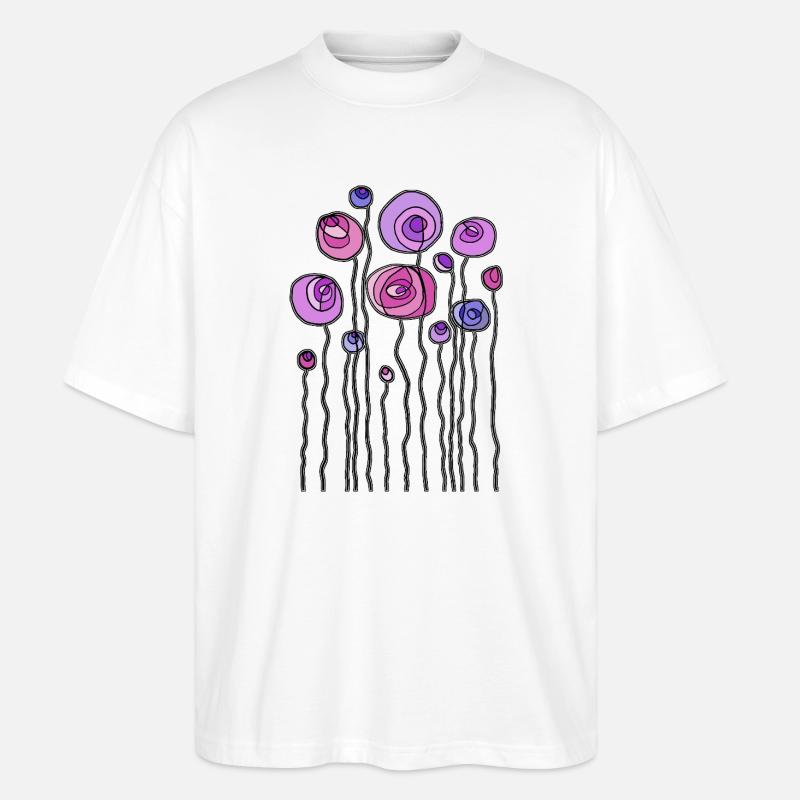 Blumen - Stanley/Stella Oversized Unisex Bio T-Shirt Blaster 2.0 - Weiß