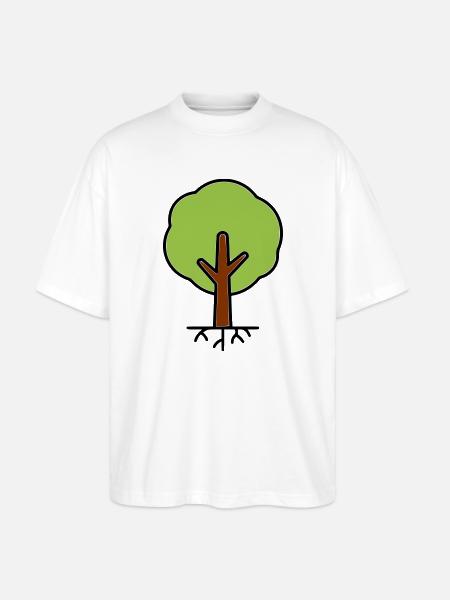 Tree Silhouette Green Cartoon - Stanley/Stella Oversized Unisex Organic T-shirt Blaster 2.0 - white