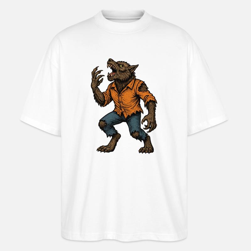 Gruseliger Werwolf - Halloween - Stanley/Stella Oversized Unisex Bio T-Shirt Blaster 2.0 - Weiß