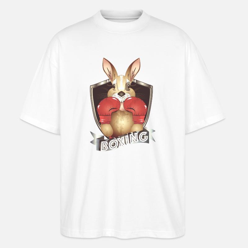 Boxendes Känguru – Lustiges Boxer-Motiv - Stanley/Stella Oversized Unisex Bio T-Shirt Blaster 2.0 - Weiß