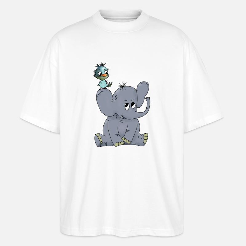 Elefant_mit_Vogel - Stanley/Stella Oversized Unisex Bio T-Shirt Blaster 2.0 - Weiß