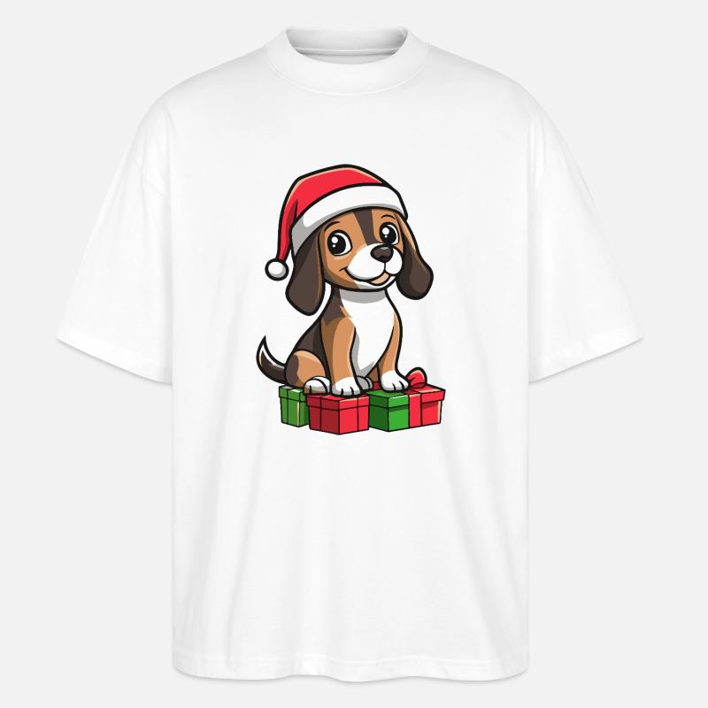 Beagle Hund Weihnachten Geschenke - Stanley/Stella Oversized Unisex Bio T-Shirt Blaster 2.0 - Weiß