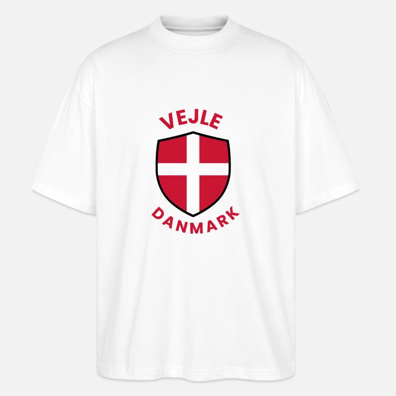 Vejle Le Drapeau du Danemark - T-shirt bio Blaster 2.0 coupe oversize Stanley/Stella Unisexe - blanc