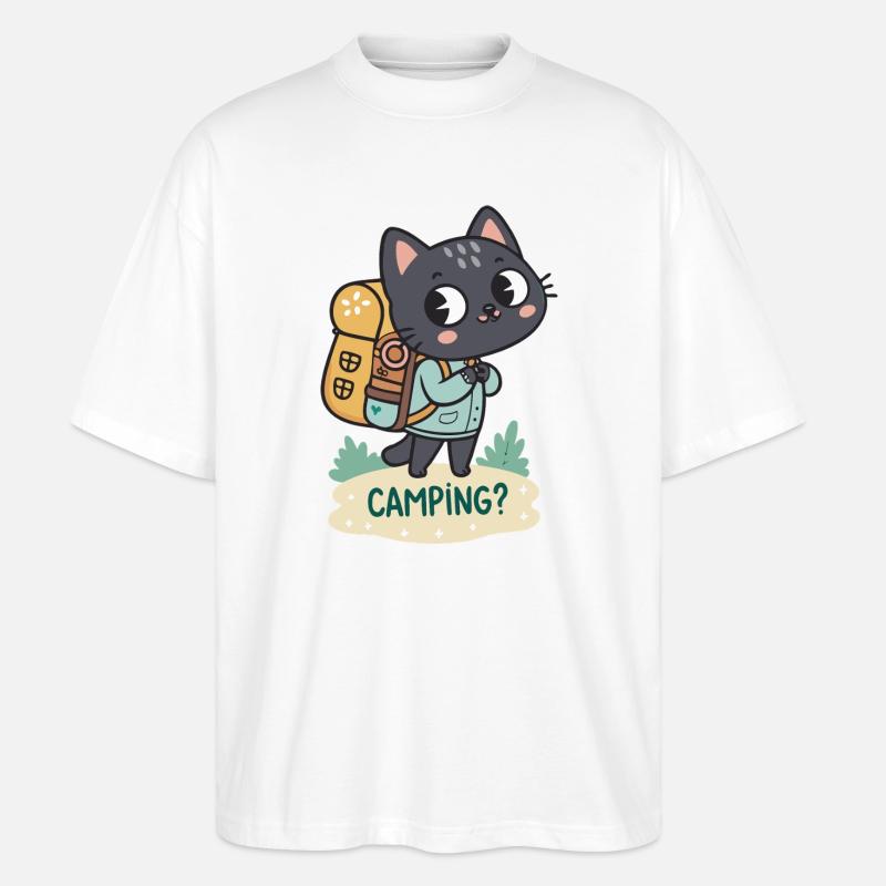Cat Camper: Camping Adventure - Stanley/Stella Oversized Unisex Bio T-Shirt Blaster 2.0 - Weiß