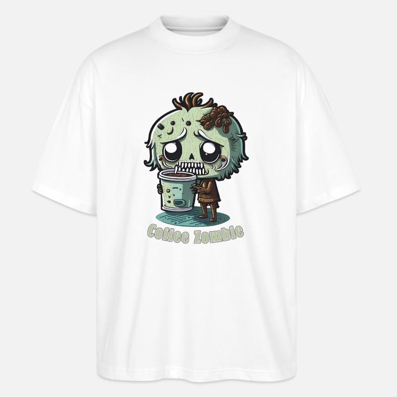 Kaffeemonster  - Koffein Zombie - Morgenmuffel - Stanley/Stella Oversized Unisex Bio T-Shirt Blaster 2.0 - Weiß