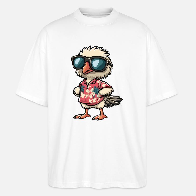 Strauß Comic Urlaub - Stanley/Stella Oversized Unisex Bio T-Shirt Blaster 2.0 - Weiß