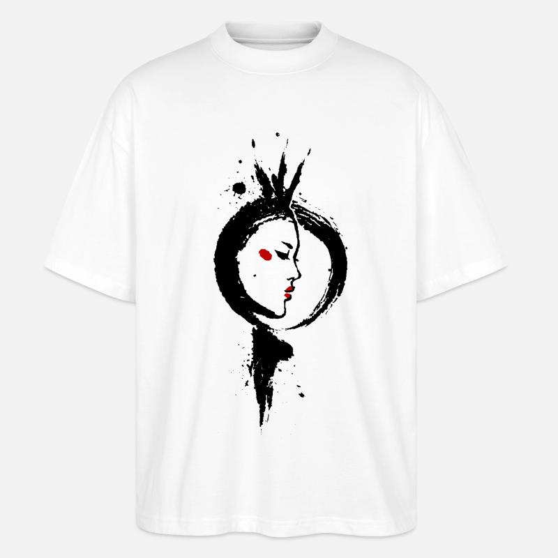 Amaterasu – Déesse Soleil Enso Sumi-e - T-shirt bio Blaster 2.0 coupe oversize Stanley/Stella Unisexe - blanc