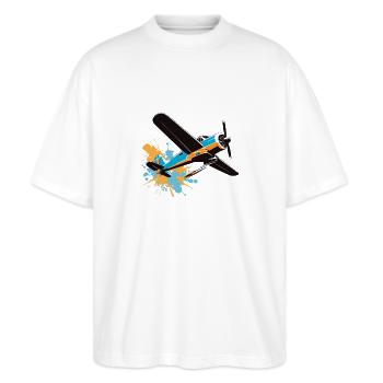 Model Airplane Pilot Airplane Hobby Design - Stanley/Stella Oversized Unisex Organic T-shirt Blaster 2.0 - white - Front - Alina (178cm) & Michal (187cm)