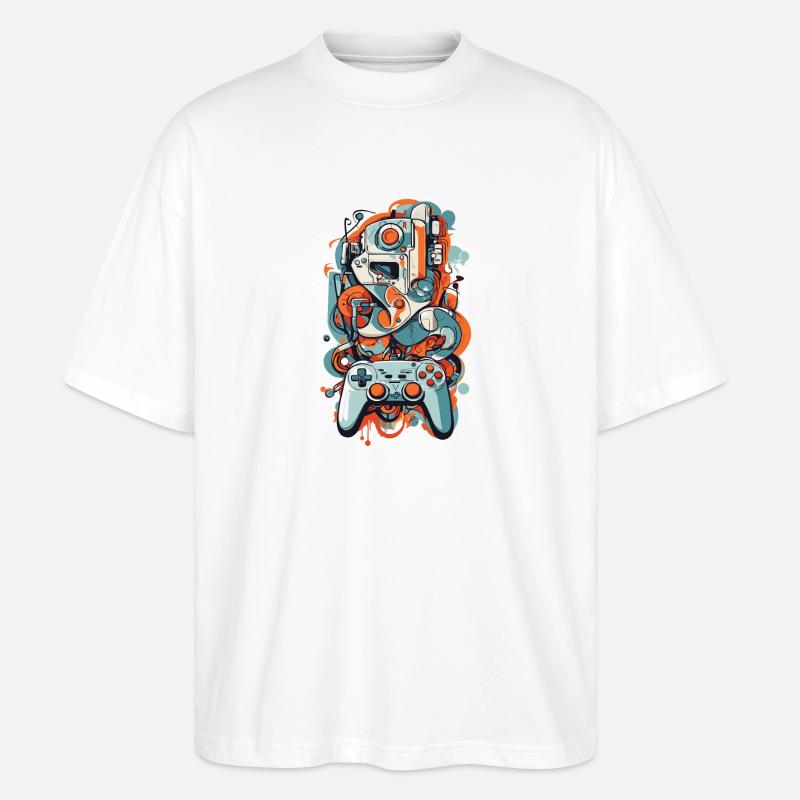 Abstrakte Kunst Ästhetisches Gamer Design - Stanley/Stella Oversized Unisex Bio T-Shirt Blaster 2.0 - Weiß