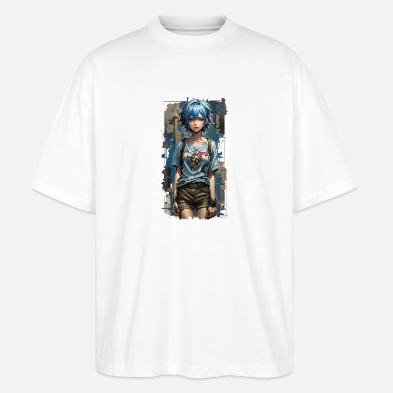 Blauer Engel mit mechanischem Herz - Stanley/Stella Oversized Unisex Bio T-Shirt Blaster 2.0 - Weiß