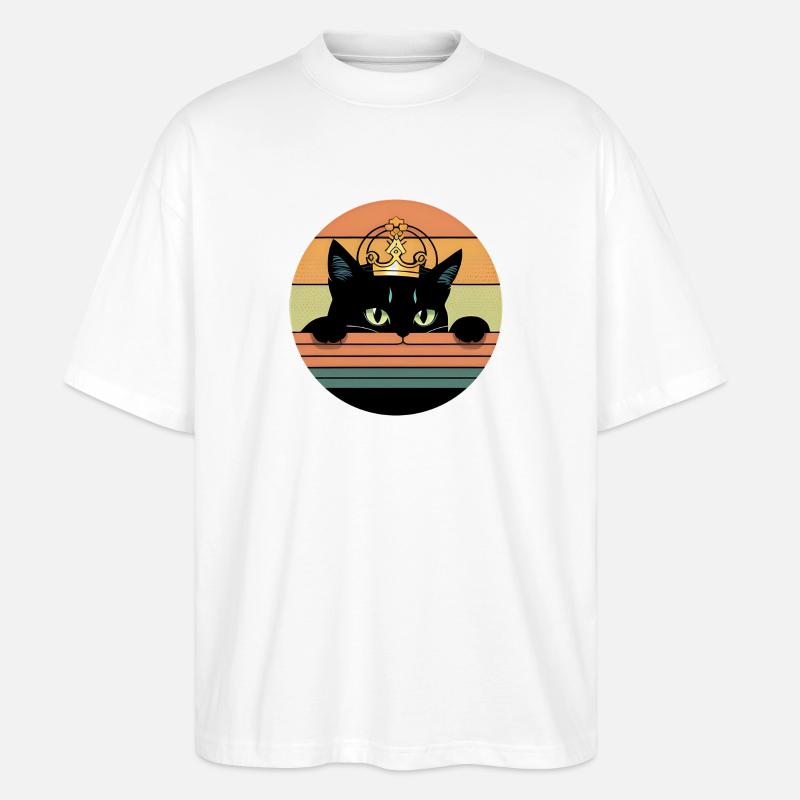 Katze mit Krone - Stanley/Stella Oversized Unisex Bio T-Shirt Blaster 2.0 - Weiß