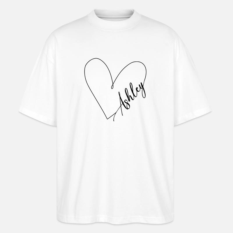 Ashley Name Herzlinie - Stanley/Stella Oversized Unisex Bio T-Shirt Blaster 2.0 - Weiß