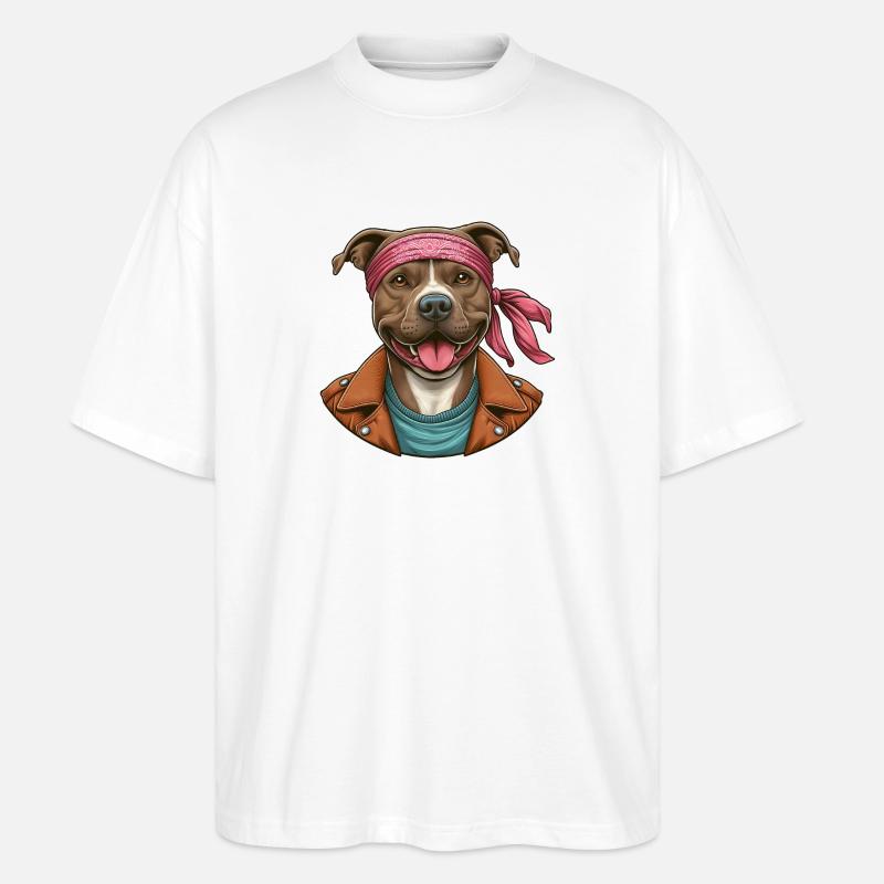 Pitbull Karate Meister - Stanley/Stella Oversized Unisex Bio T-Shirt Blaster 2.0 - Weiß