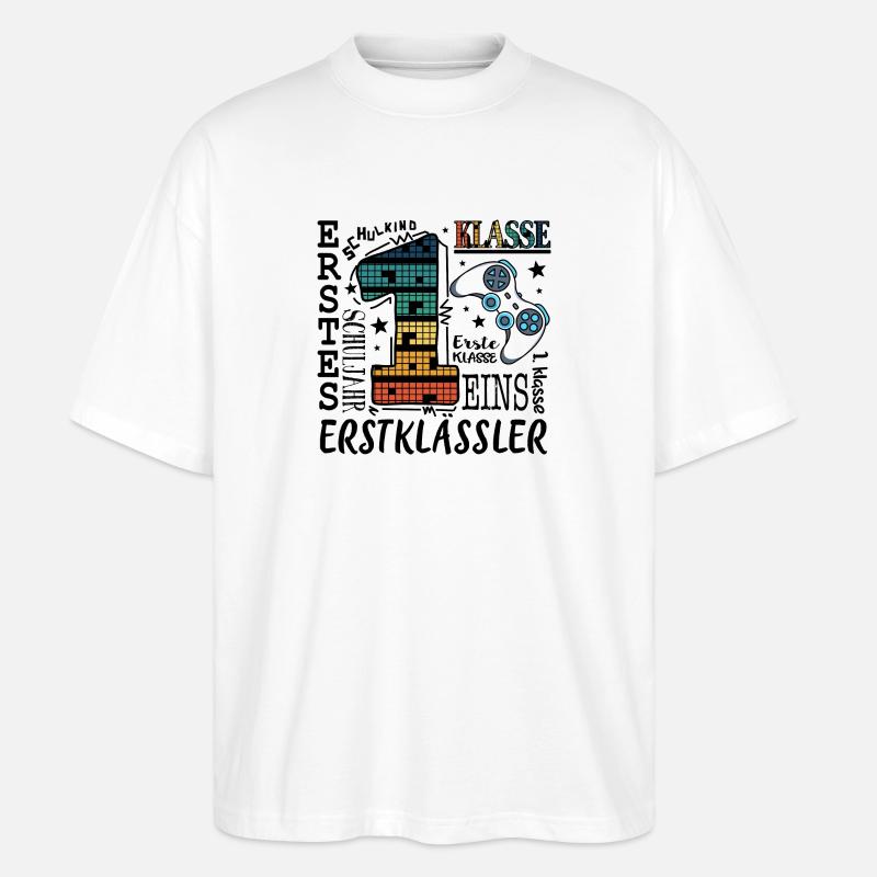 1. Klasse Gaming - Stanley/Stella Oversized Unisex Bio T-Shirt Blaster 2.0 - Weiß