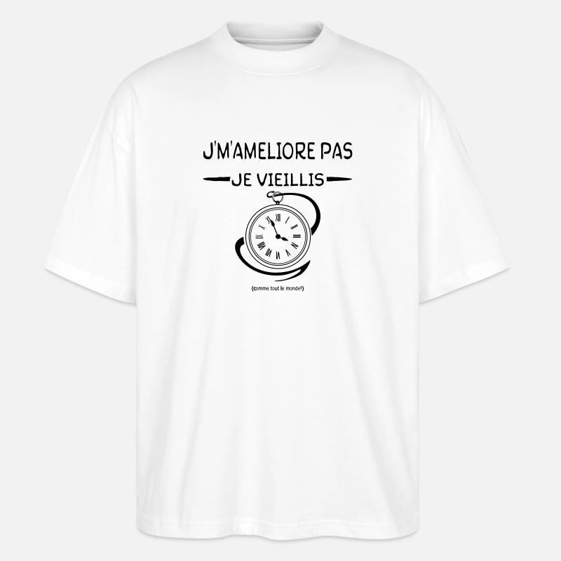 J'm'améliore pas - T-shirt bio Blaster 2.0 coupe oversize Stanley/Stella Unisexe - blanc