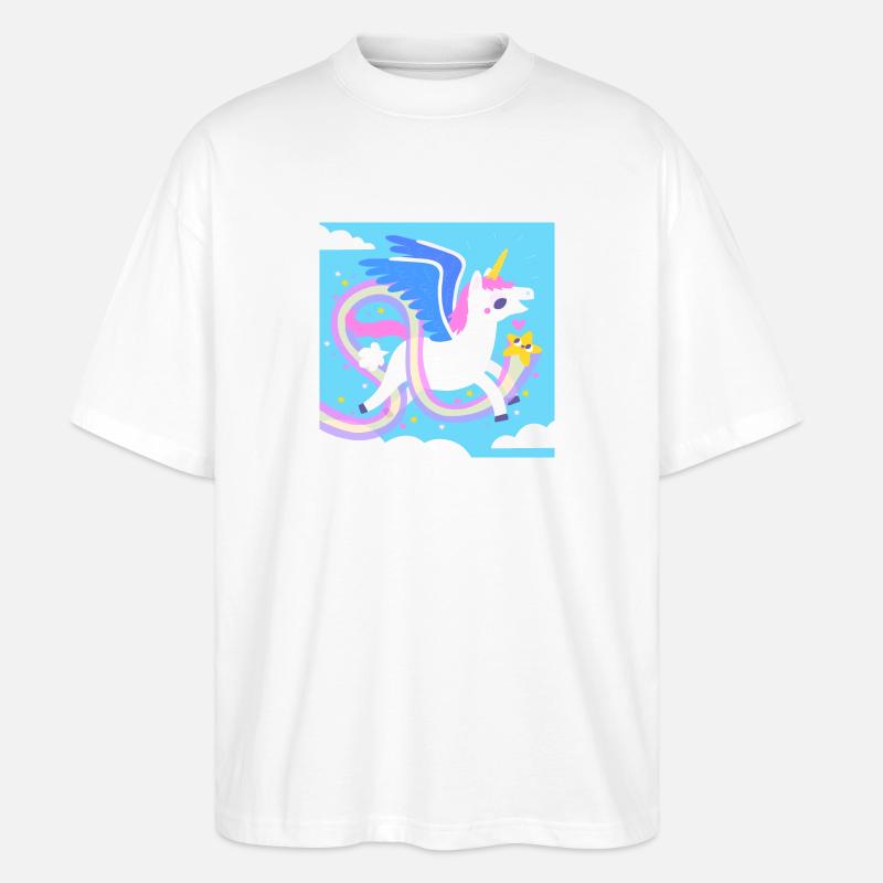 Fliegendes Einhorn - Stanley/Stella Oversized Unisex Bio T-Shirt Blaster 2.0 - Weiß