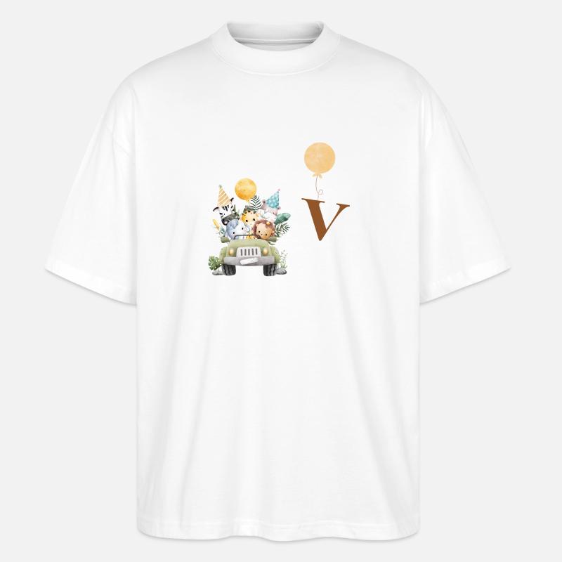 Buchstabe V Safari - Stanley/Stella Oversized Unisex Bio T-Shirt Blaster 2.0 - Weiß
