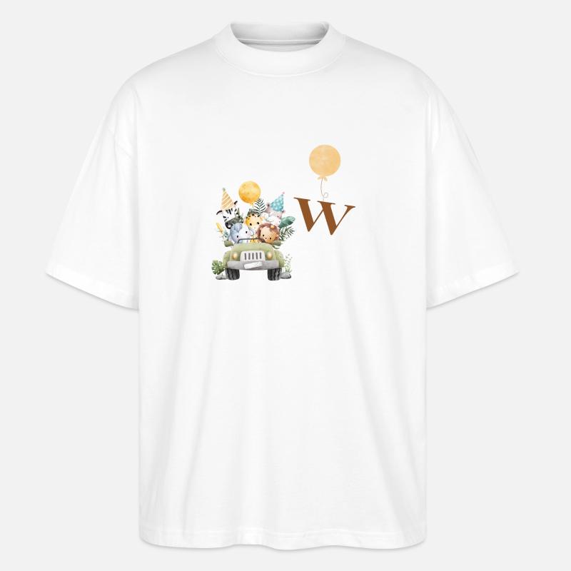 Buchstabe W Safari - Stanley/Stella Oversized Unisex Bio T-Shirt Blaster 2.0 - Weiß