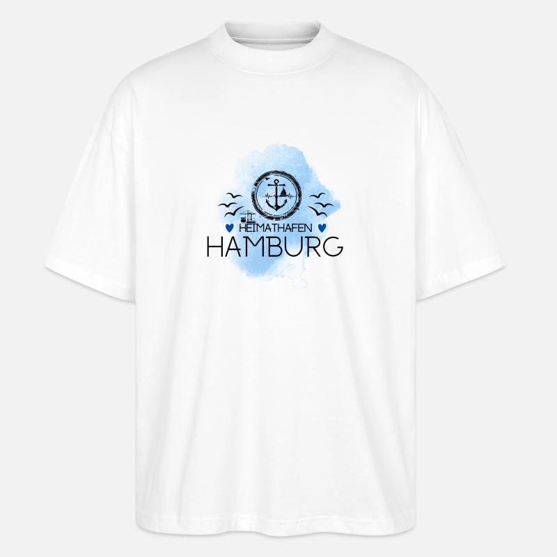 Hamburg Heimathafen- Ankermotiv - Stanley/Stella Oversized Unisex Bio T-Shirt Blaster 2.0 - Weiß