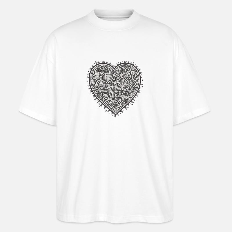 Herz Liebe - Stanley/Stella Oversized Unisex Bio T-Shirt Blaster 2.0 - Weiß