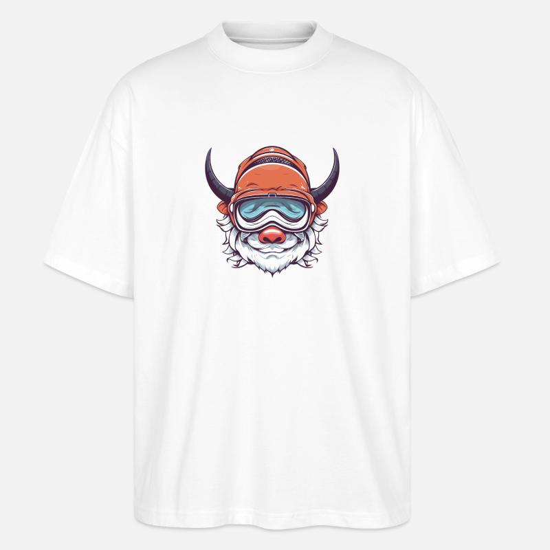 Bulle Stier Flieger Ski - Stanley/Stella Oversized Unisex Bio T-Shirt Blaster 2.0 - Weiß