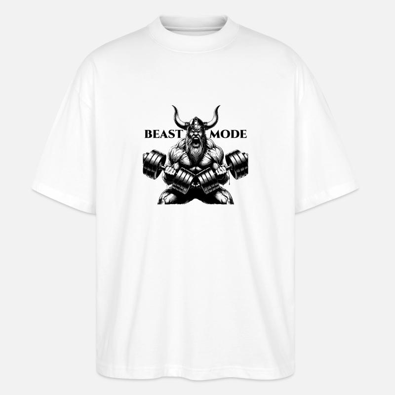 Viking Dumbbell Training Biceps Geschen - Stanley/Stella Oversized Unisex Organic T-shirt Blaster 2.0 - white