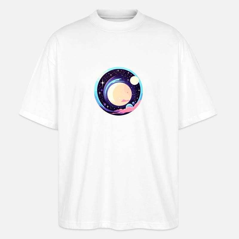 Mond Landschaft Illustration - Stanley/Stella Oversized Unisex Bio T-Shirt Blaster 2.0 - Weiß