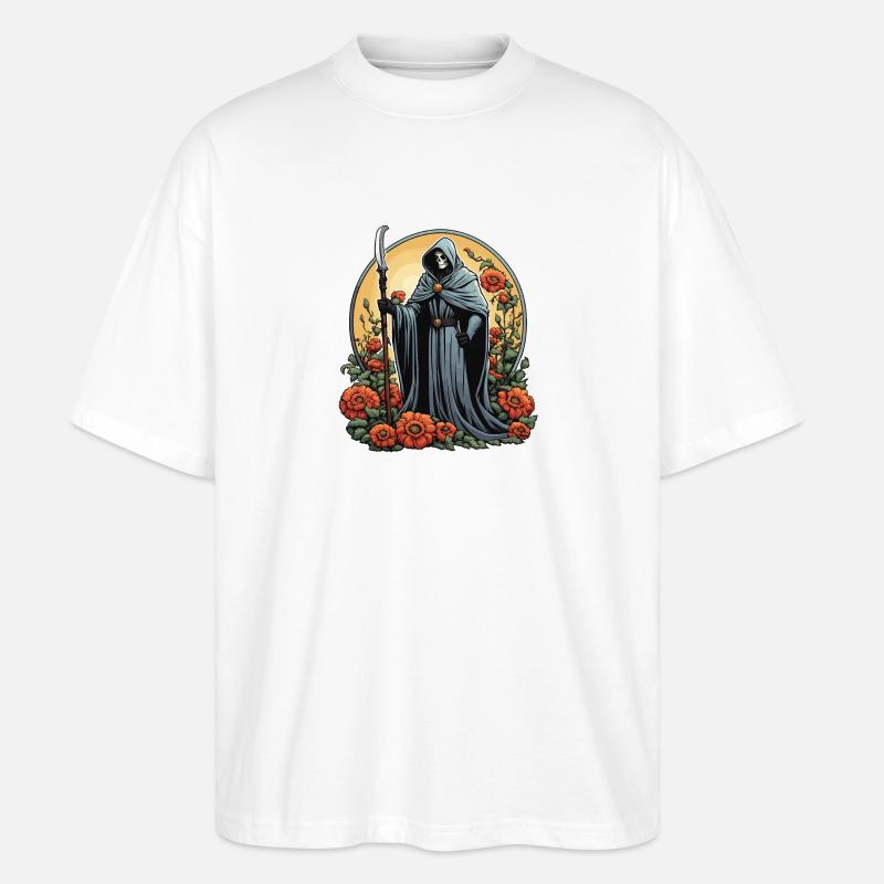 Sensenmann Blumen Illustration - Stanley/Stella Oversized Unisex Bio T-Shirt Blaster 2.0 - Weiß