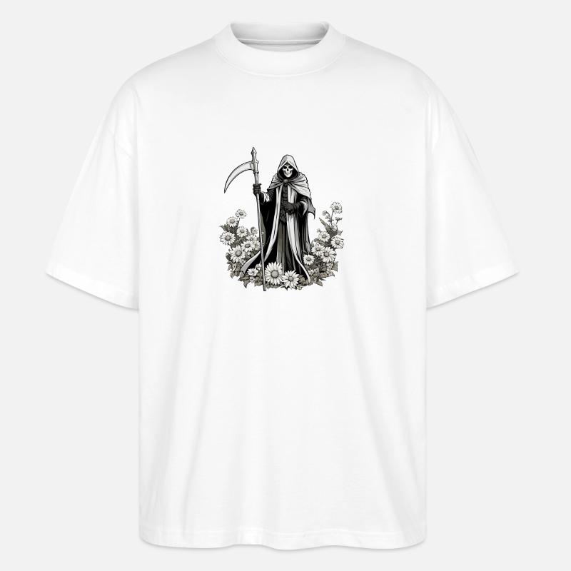 Sensenmann Blumen Illustration - Stanley/Stella Oversized Unisex Bio T-Shirt Blaster 2.0 - Weiß