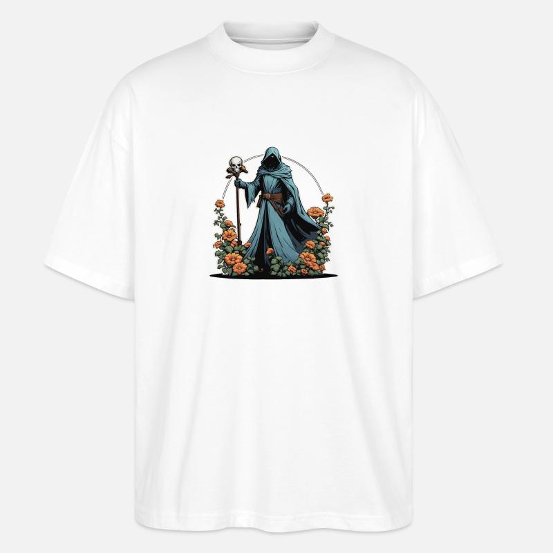Sensenmann Blumen Illustration - Stanley/Stella Oversized Unisex Bio T-Shirt Blaster 2.0 - Weiß