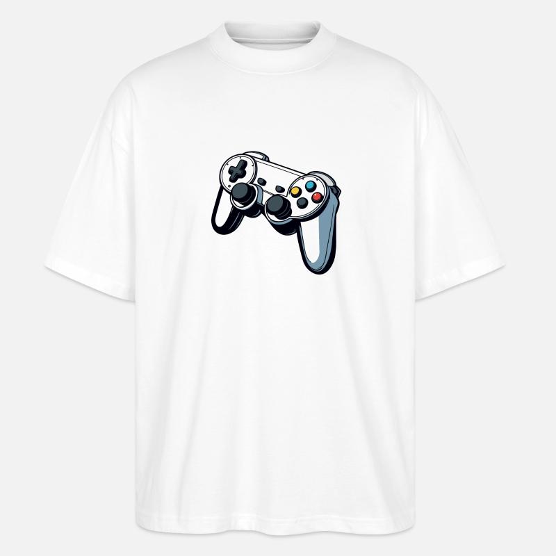 Controller Weiß Illustration - Stanley/Stella Oversized Unisex Bio T-Shirt Blaster 2.0 - Weiß