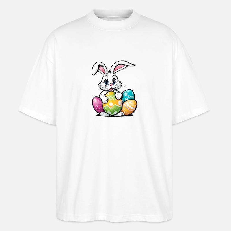 Easter Bunny Easter Illustration - Stanley/Stella Oversized Unisex Organic T-shirt Blaster 2.0 - white