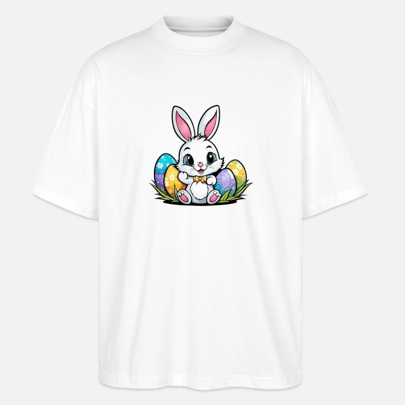 Easter Bunny Easter Illustration - Stanley/Stella Oversized Unisex Organic T-shirt Blaster 2.0 - white