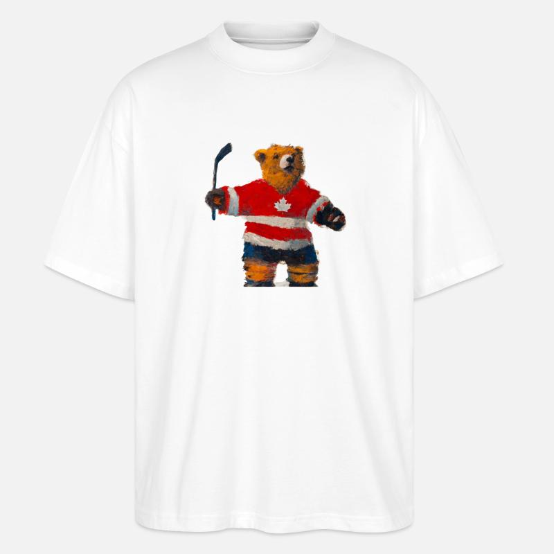 Hockey bear red - Stanley/Stella Oversized Unisex Bio T-Shirt Blaster 2.0 - Weiß