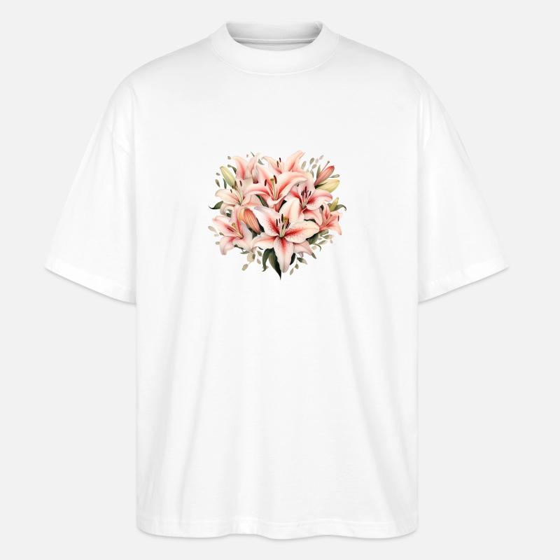 Lilienstrauß - Stanley/Stella Oversized Unisex Bio T-Shirt Blaster 2.0 - Weiß