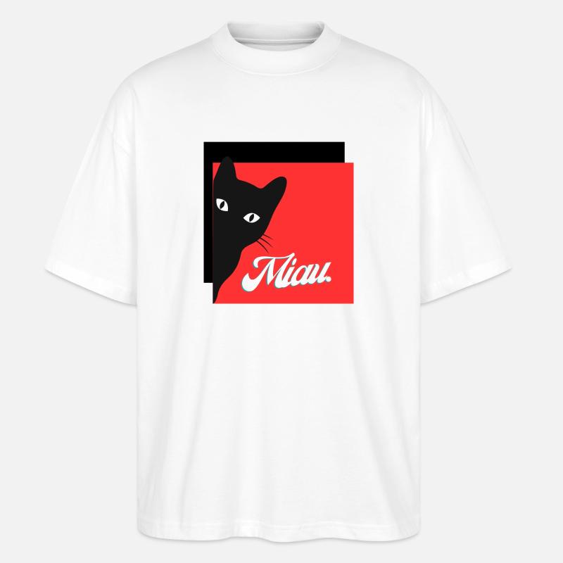 Miau, Katze - Stanley/Stella Oversized Unisex Bio T-Shirt Blaster 2.0 - Weiß