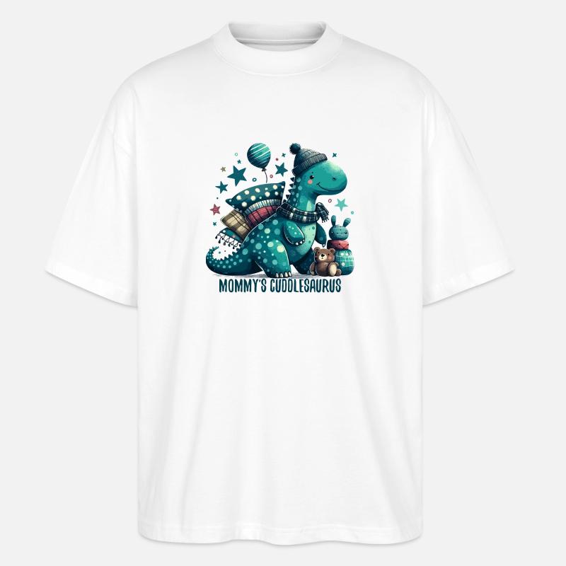 Mommy’s Cuddlesaurus Kuschel-Dinosaurier Geschenk - Stanley/Stella Oversized Unisex Bio T-Shirt Blaster 2.0 - Weiß