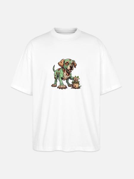 Zombie Dog Illustration - Stanley/Stella Oversized Unisex Organic T-shirt Blaster 2.0 - white