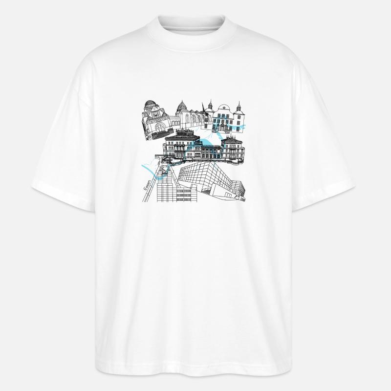 Les monuments d’Essen - T-shirt bio Blaster 2.0 coupe oversize Stanley/Stella Unisexe - blanc