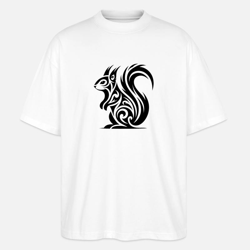 Süsses Eichhörnchen in Tattoo Style - Stanley/Stella Oversized Unisex Bio T-Shirt Blaster 2.0 - Weiß